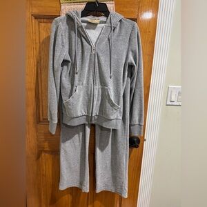Women cotton velour feel track jacket set in Gray- Size S
